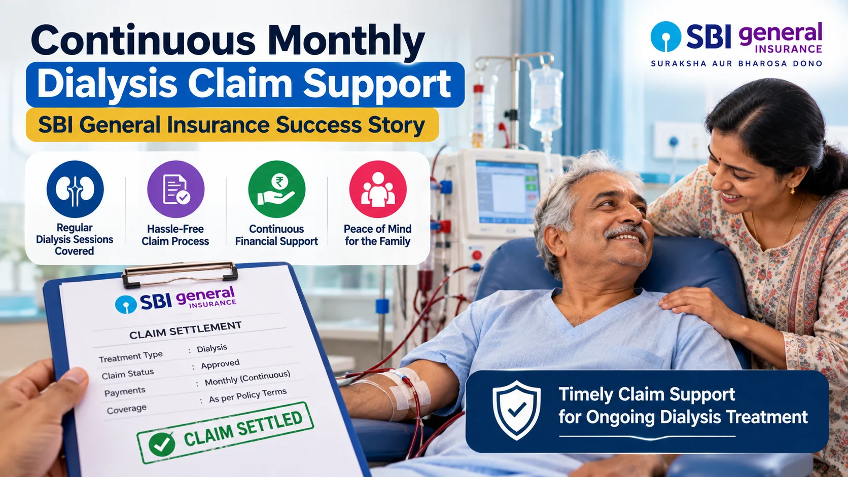 Continuous health insurance claim support for dialysis
